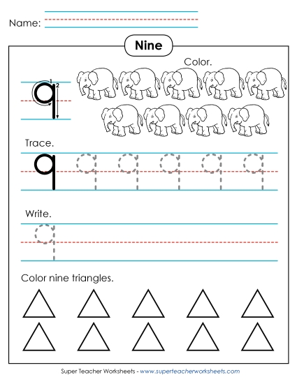 Number 9: Trace, Print, Color