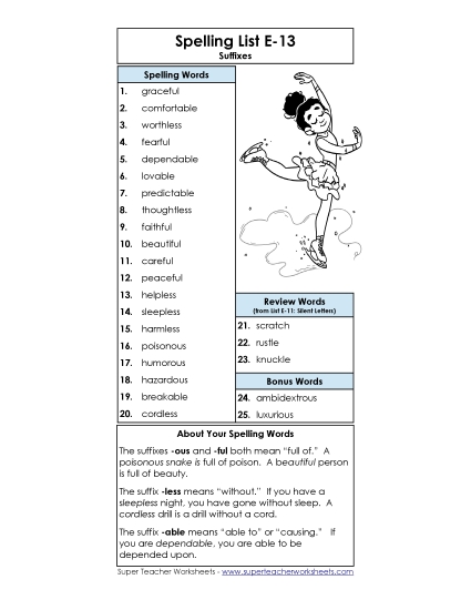 Spelling List (E-13)