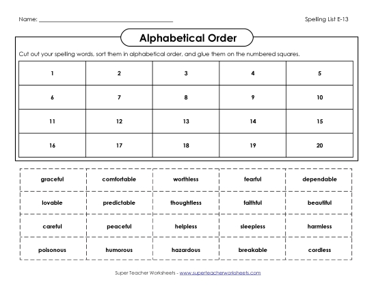 ABC Order: Cut & Glue (E-13)