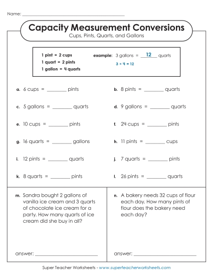 Converting Cups, Pints, Quarts, and Gallons