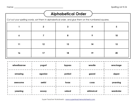ABC order: Cut and Glue (E-24)