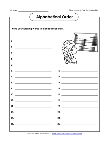 ABC Order: Write List