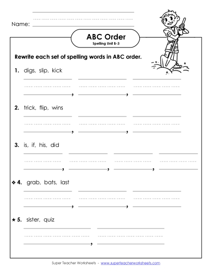 ABC Order - Word Sets (B-3)