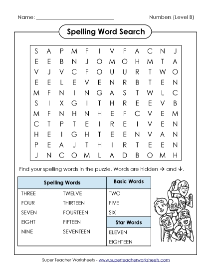 Word Search (B-Number Words)