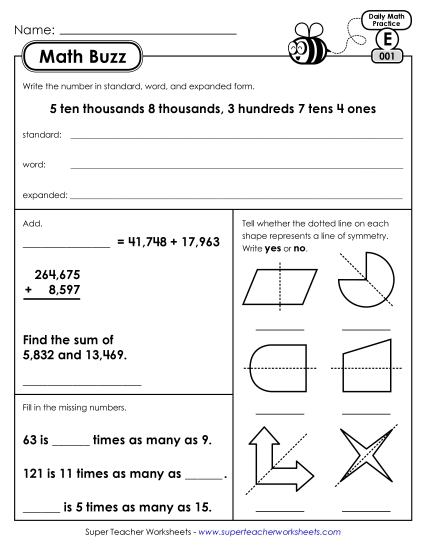 Daily Math Review - Math Buzz Worksheets Learning Tool Daily Math Review - Math Buzz Worksheets Learning Tool