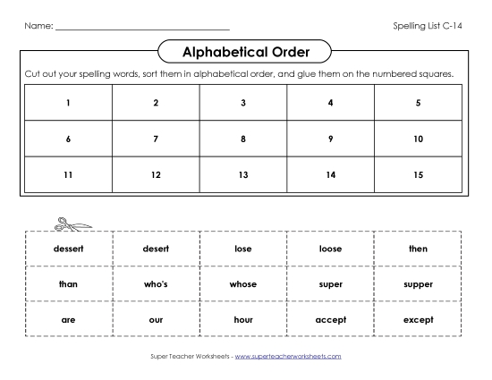 ABC Order: Cut and Glue (C-14) 