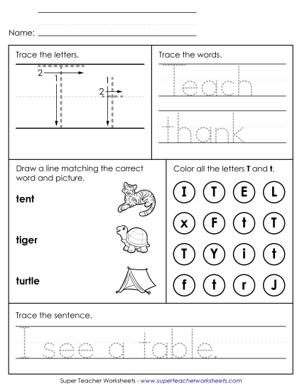 Letter T - Mixed Skills (Intermediate)