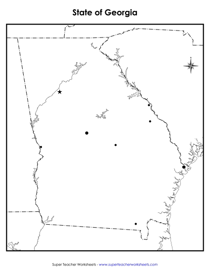 Blank Georgia Map with City Dots