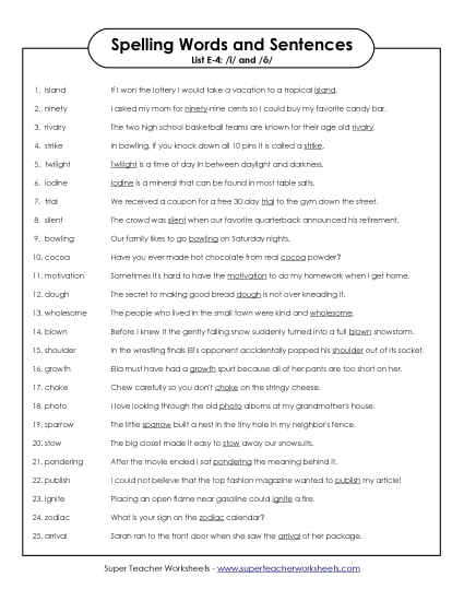 Spelling Sentences (E-4)