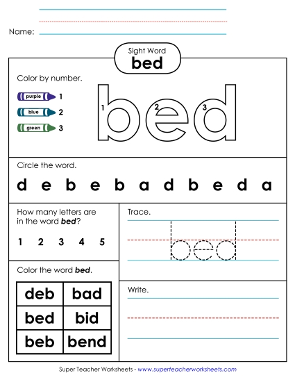 Bed (Sight Word)