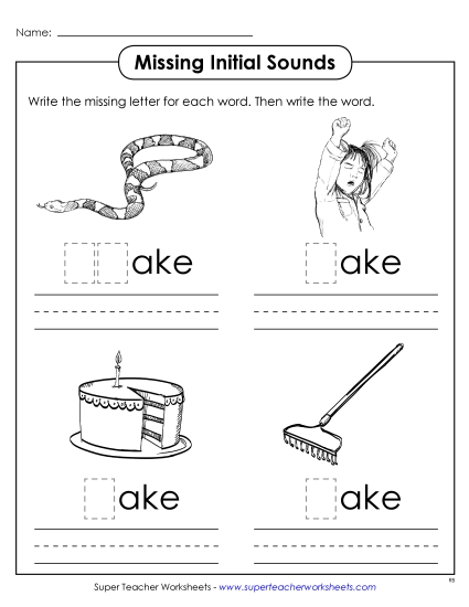 Missing Initial Sounds (-ake)