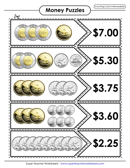 Counting Coins Matching Puzzle (Intermediate)