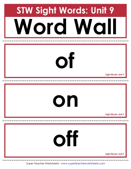 Pocket Chart or <br>Word Wall (Unit 9)