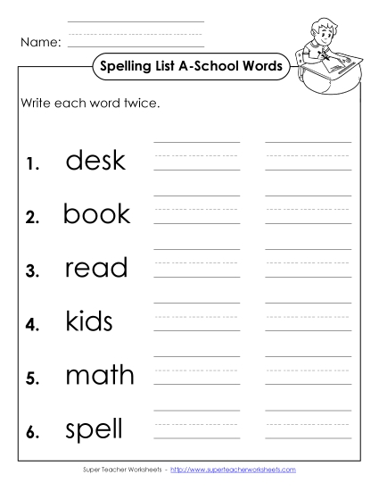 Write Two Times (A-School Words) 