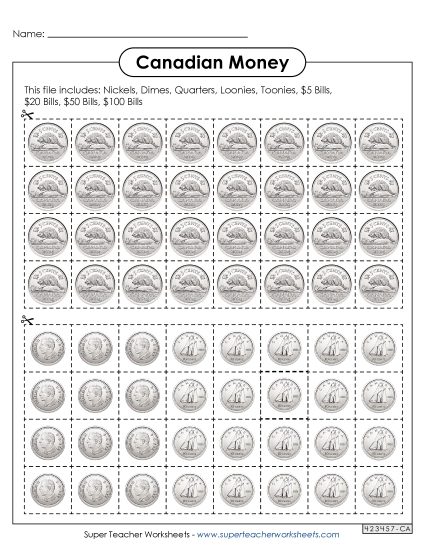 Cut-Out Coins and Bills 