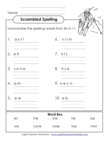 Unscramble the Words (A-11)