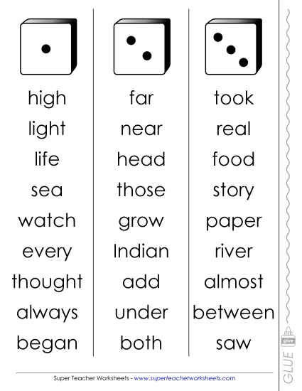 Fluency Dice Game:<br>Third Hundred, #1-50