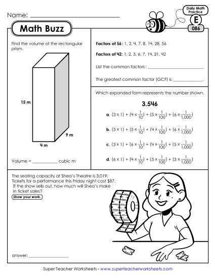 Math Buzz: Week 18<br>Worksheets 86 through 90