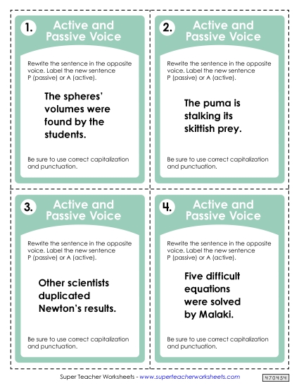Active and Passive Voice Task Cards