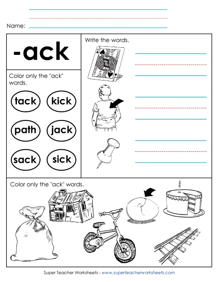 Worksheet 2 (-ack Words)