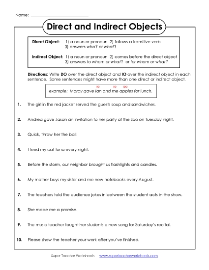 Direct and Indirect Objects