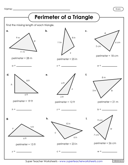 Find the Missing Length on the Triangle (Basic)