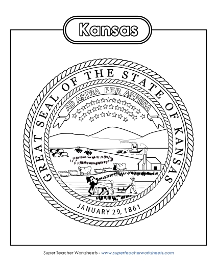 Kansas State Seal (Black & White)