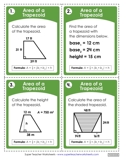 Task Cards: Area of Trapezoids (Intermediate)