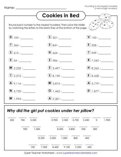 Cookies in Bed<br>(Rounding to the Nearest Hundred)