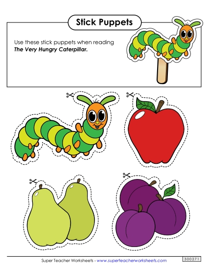 Hungry Caterpillar Stick Puppets