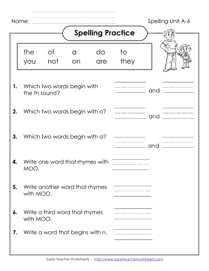 Spelling Practice (A-6)