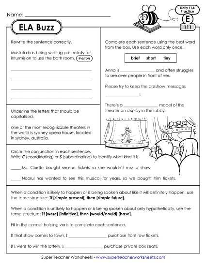 New ELA Buzz: Week 23<br>Worksheets 111 through 115 Worksheet