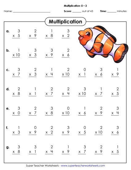 Drill: Basic Facts 0-3 (A)