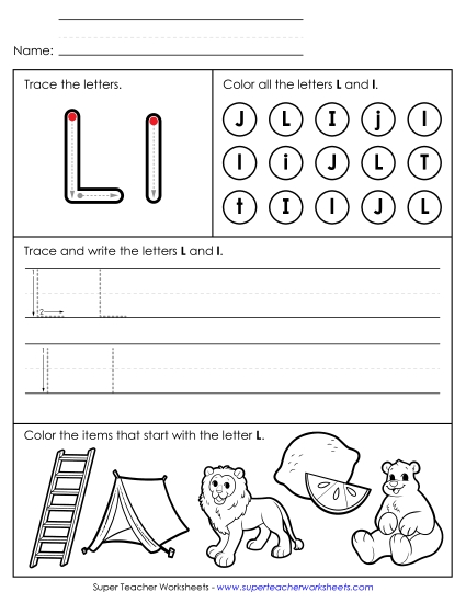 Tracing, Writing, and Recognizing Letter L