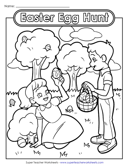 Coloring Page: Easter Egg Hunt