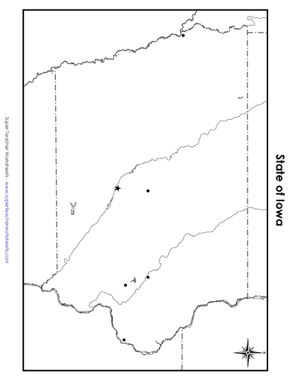 Blank Iowa Map with City Dots