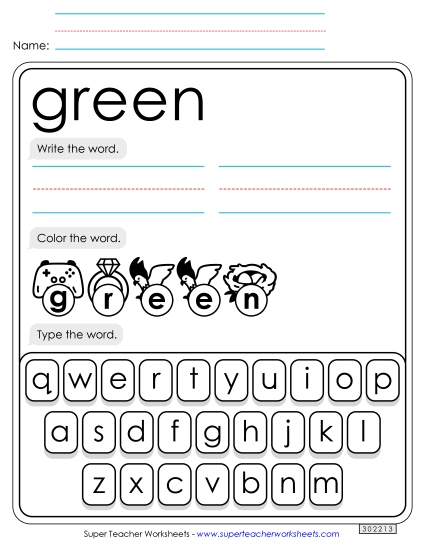 Write, Color, Type: Green