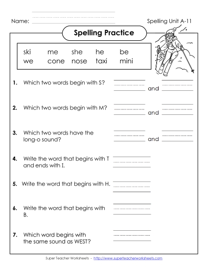 Spelling Practice (A-11) 