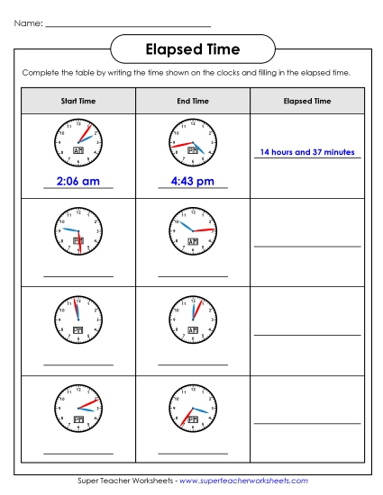 Elapsed Time Analog Table (Intermediate)