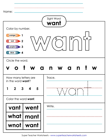 Want (Sight Word)