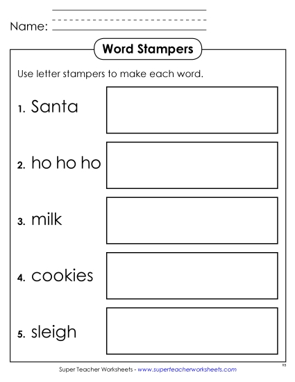 Letter Stampers Christmas Worksheet