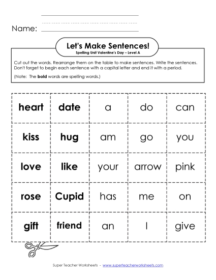 Let\'s Build Sentences (A-Valentine\'s Day)