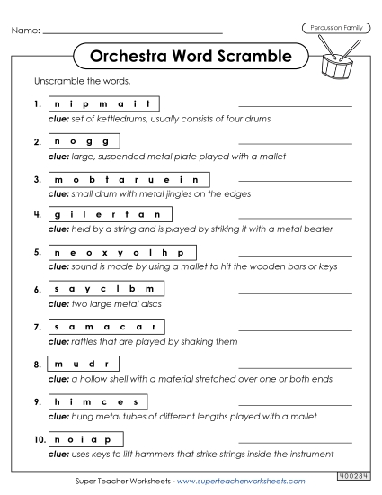 Percussion - Word Scramble