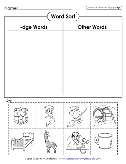 Word Sort (-dge Words)