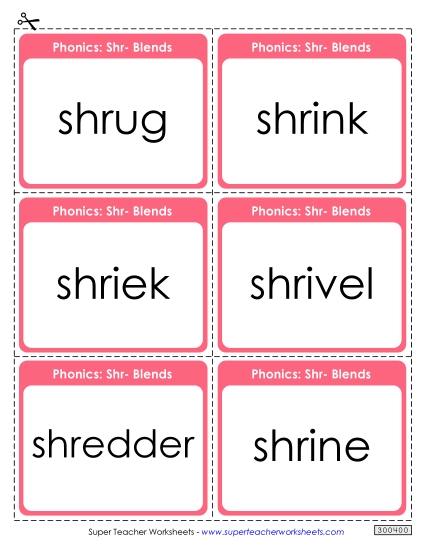 Flash Cards (Shr- Words)