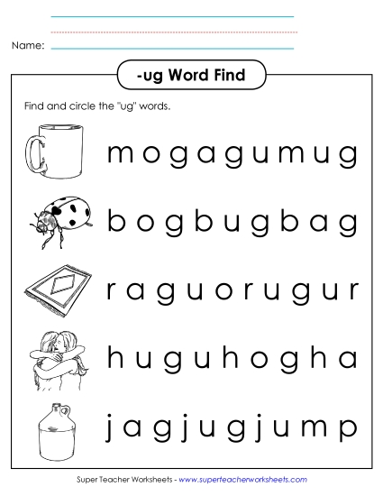 Circle the Words (-ug)