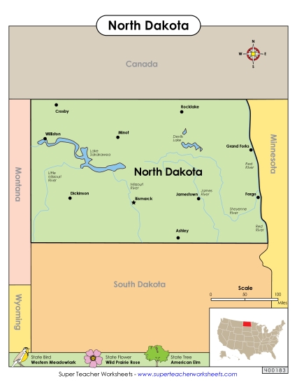 Map of North Dakota