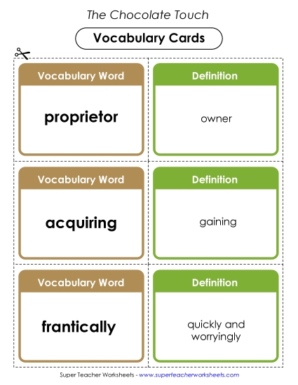 Vocabulary Cards for Chapters 11 & 12
