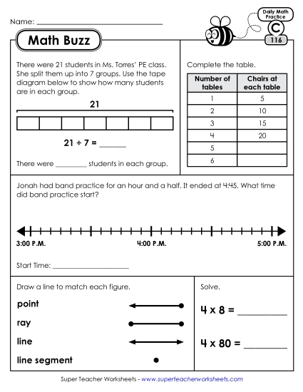 Math Buzz: Week 24<br>Worksheets 116 through 120