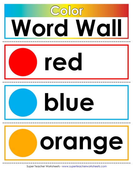 Color Words for<br>Pocket Chart or Word Wall